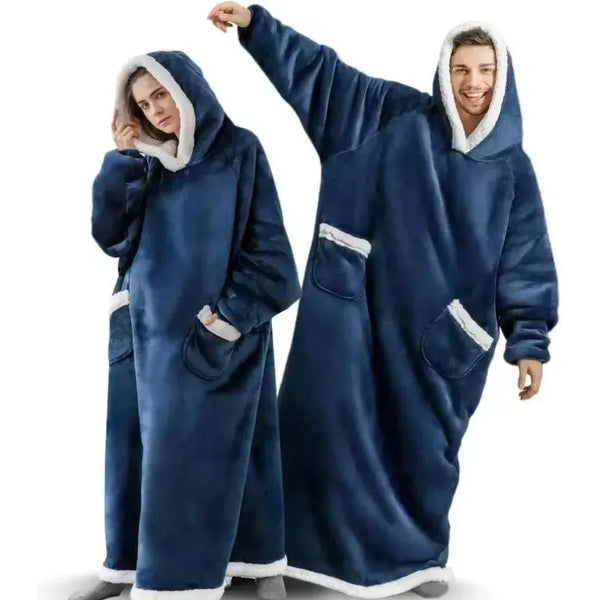 Cobertor vestível de inverno extra longo com capuz - Hoodie